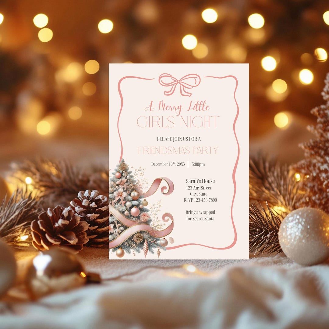 Friendsmas Party Invitation Template, Girls Night, Editable (canva) Etsy