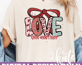 Diseño digital "Ámense los unos a los otros" para camisetas, diseños digitales cristianos, png de San Valentín, png "Ámense los unos a los otros", imagen de alta calidad