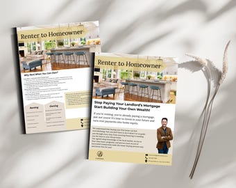 Folleto de inquilino a propietario, marketing inmobiliario, plantilla editable de Canva, folleto de marketing, marketing digital, negocio inmobiliario