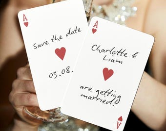 Invitación de boda con as de corazones (guarda la fecha) - Archivo listo para imprimir digitalmente, hecho a pedido