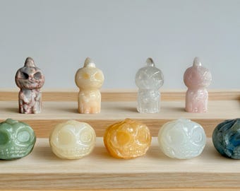 Fantôme citrouille d'Halloween en cristal | Figurines de pierres précieuses naturelles | Décoration d'Halloween effrayante | Cadeau de guérison par les cristaux