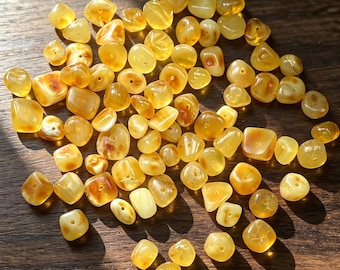 Natural Baltic Amber Loose Beads | Organic Nugget Amber Spacer Beads | Honey Amber Jewelry Making Supplies| Genuine Amber