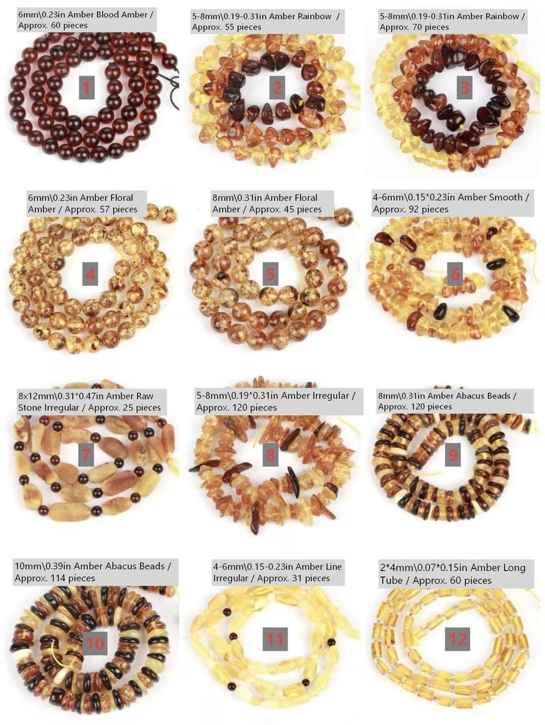 Natural Amber Beads Bulk – Raw Polished Irregular Shapes, Semi-Finished DIY Jewelry Supplies for Artisans & Designers image 1