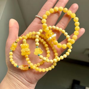 Natural Honey Amber Beeswax Bracelet, Cute Handmade Design Charm Bracelet, Dainty Gift for Her