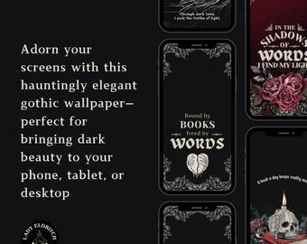Gothic Booklover Wallpaper - dunkle ästhetische Phone & Tablet Designs (Digitaler Download)