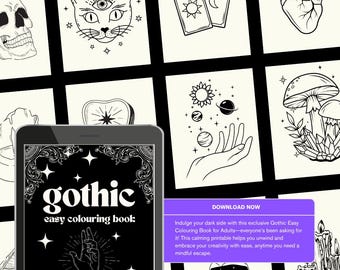 Gothic Colouring Book for Adults: Witchy Designs, Stress Relief (PDF/PNG Downloadable Pages)