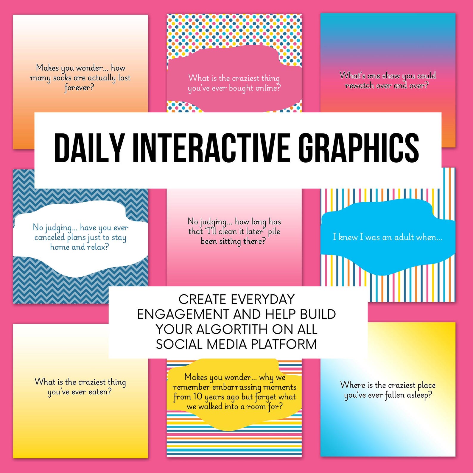 Daily Dose of Fun Engagement Graphics Pack for Social Media - Etsy