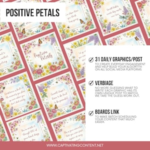 Positive Petals Floral Social Media Posts | Motivational Graphics & Captions (Digital Download)