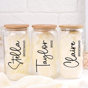 Benutzerdefinierte Brautjungfer Becher, Glasdose, personalisierte Eiskaffeetasse, Sodatasse mit Deckel und Strohhalm, Junggesellinnenabschied, Brautjungfer Vorschlag
