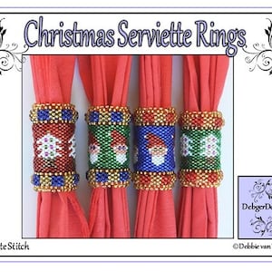 Beading Pattern, Tutorial, Napkin Ring Holder - CHRISTMAS (serviette napkin ring)