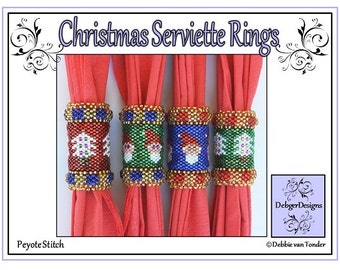 Beading Pattern, Tutorial, Napkin Ring Holder - CHRISTMAS (serviette napkin ring)