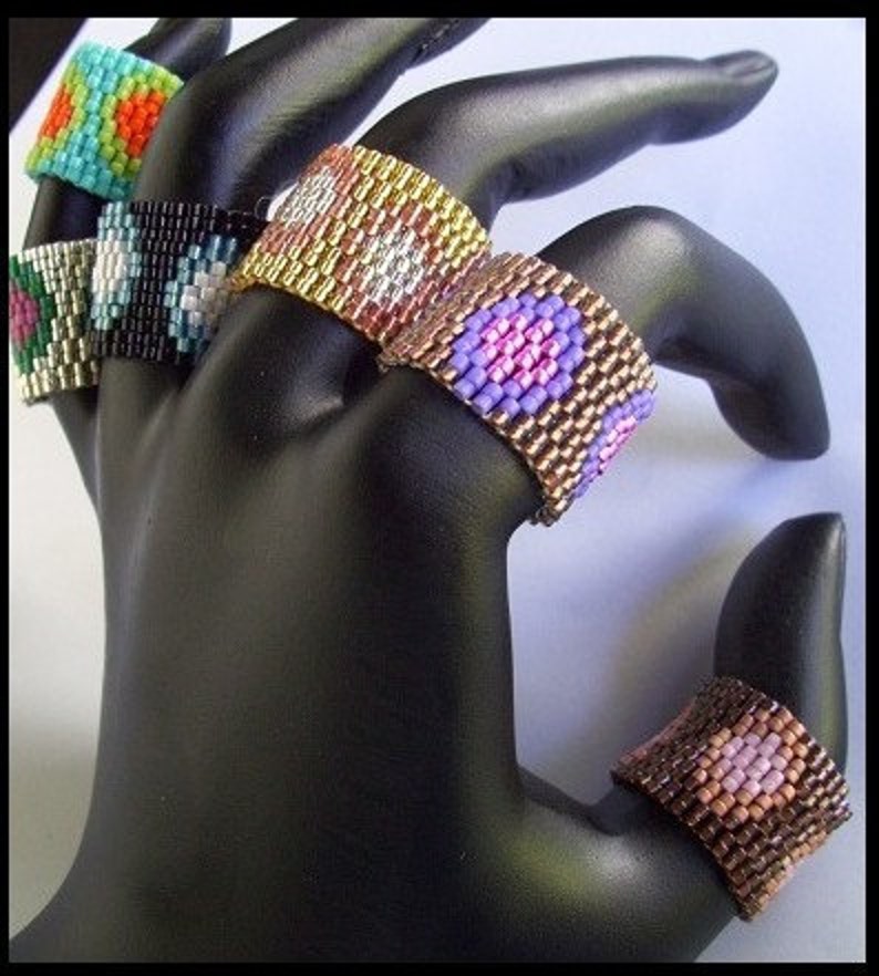 Beading Pattern, Tutorial, Double Peyote,Ring DOTS and SPOTS image 2