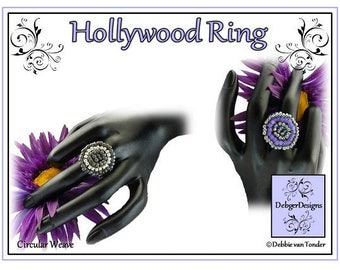 Beading Pattern, Tutorial, Ring - HOLLYWOOD