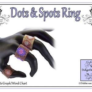 Beading Pattern, Tutorial, Double Peyote,Ring DOTS and SPOTS image 1