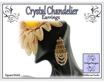 Tila Beading Pattern, Tutorial, Earrings - CRYSTAL CHANDELIER