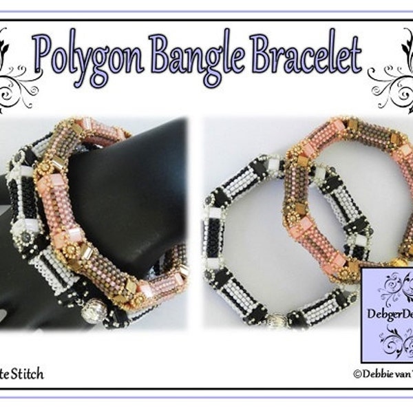 Beading Pattern, Tutorial, Bangle, Bracelet - POLYGON