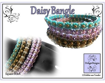 Tila Beading Pattern, Tutorial, Bangle - DAISY