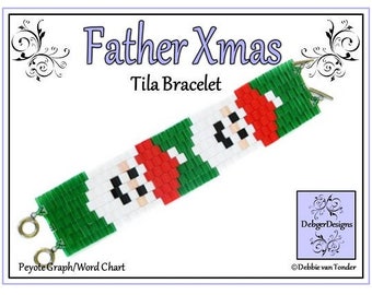 Tila Beading Pattern, Tutorial, Bracelet - FATHER XMAS TILA