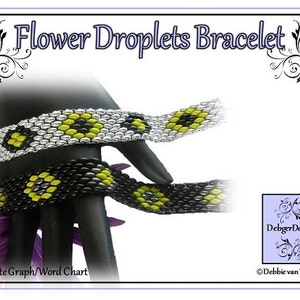 Beading Pattern, Tutorial, Bracelet - FLOWER DROPLETS