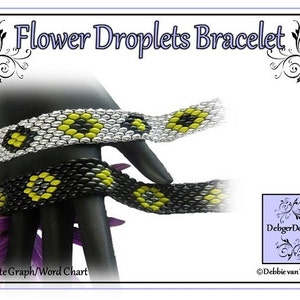 Beading Pattern, Tutorial, Bracelet FLOWER DROPLETS image 1