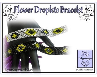 Beading Pattern, Tutorial, Bracelet - FLOWER DROPLETS