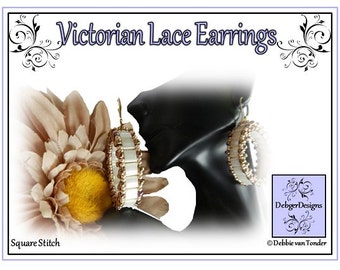 Tila Beading Pattern, Tutorial, Earrings - VICTORIAN LACE