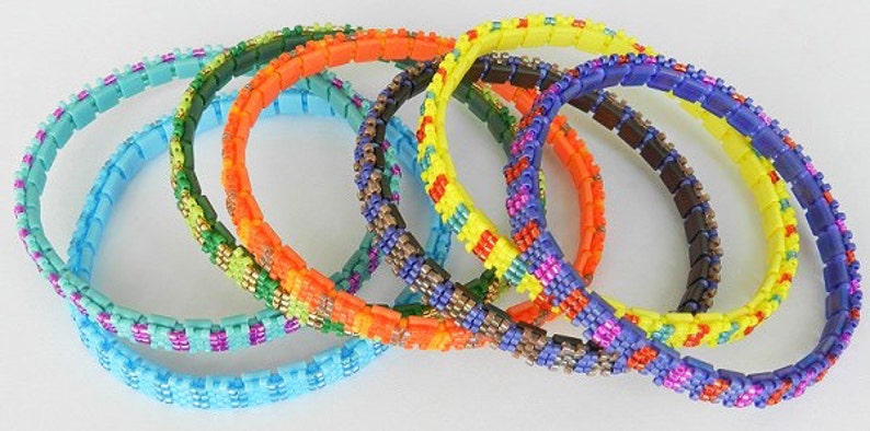 Beading Pattern, Tutorial, Tila beads, Bangle CANDY image 5