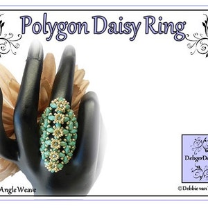 Beading Pattern, Tutorial, SuperDuo Ring - POLYGON DAISY
