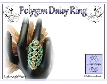 Beading Pattern, Tutorial, SuperDuo Ring - POLYGON DAISY