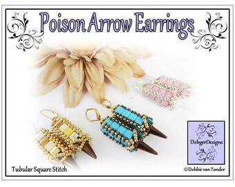 Tila Beading Pattern, Tutorial, Earrings - POISON ARROW