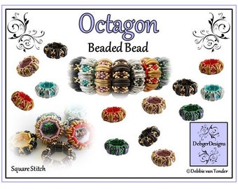 Beading Pattern, Tutorial, Beaded Bead - OCTAGON