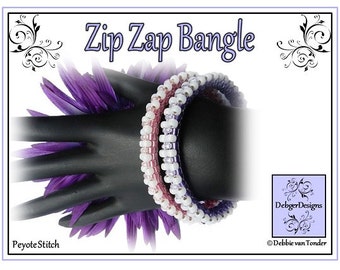 Beading Pattern, Tutorial, Bangle - ZIP ZAP