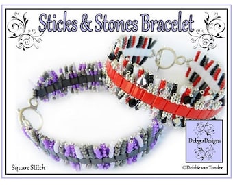 Kralenpatroon, handleiding, armband - STICKS en STENEN