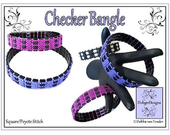 Beading Pattern, Tutorial, Bangle - CHECKER