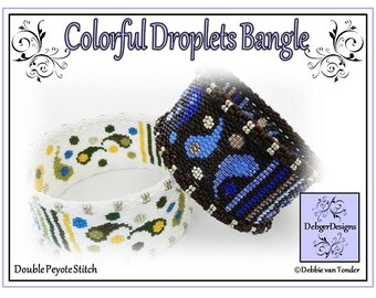 Beading Peyote Pattern, Tutorial, Bangle - COLORFUL DROPLETS
