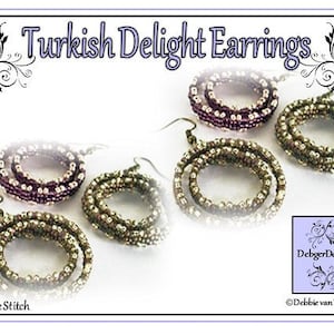 Beading Pattern, Tutorial, Double Peyote, Earrings - TURKISH DELIGHT