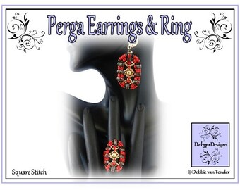 Beading Pattern, Tutorial, Earrings, Ring - PERGA