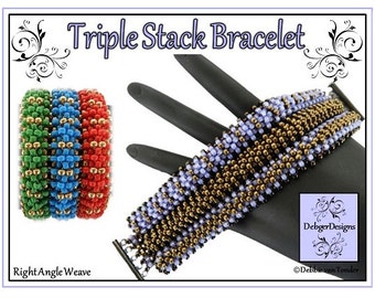 Beading Pattern, Tutoria, Right Angle Weave, Bracelet - TRIPLE STACK