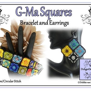 Beading Pattern, Tutorial, Bracelet and Earrings - G-MA SQUARES