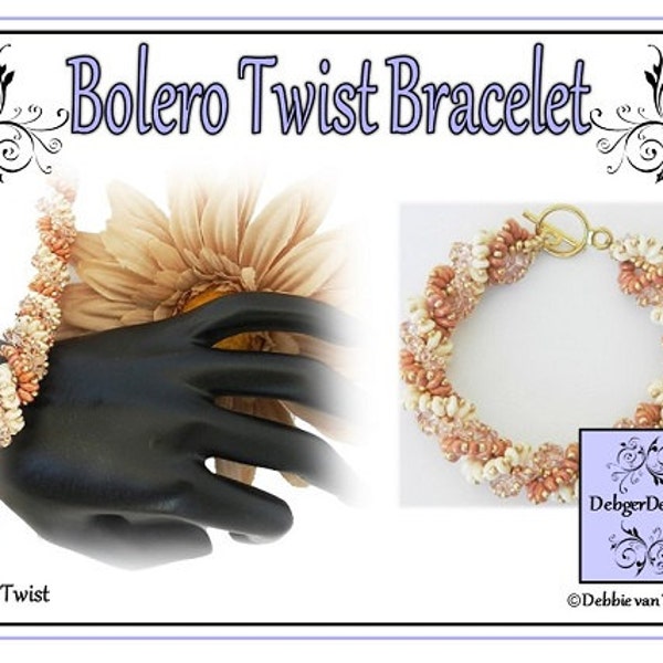 Twin Beads Beading Pattern, Tutorial, Bracelet - BOLERO