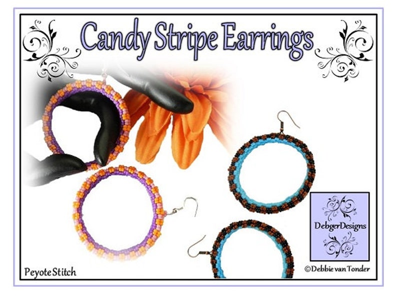 Download Beading Pattern Tutorial Earrings CANDY STRIPES | Etsy
