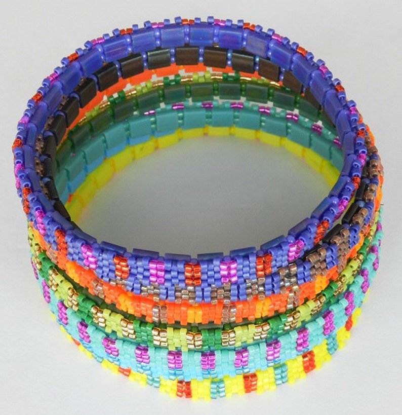 Beading Pattern, Tutorial, Tila beads, Bangle CANDY image 4