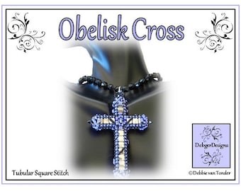 Tila Beading Pattern, Tutorial, Beaded Cross - OBELISK