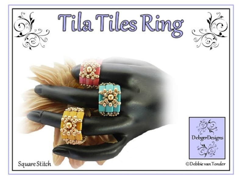 Tila Beading Pattern, Tutorial, Ring TILA TILES image 1