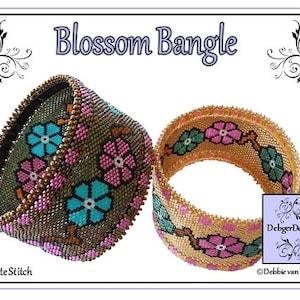 Beading Pattern, Tutorial, Peyote Stitch, Bangle - BLOSSOM