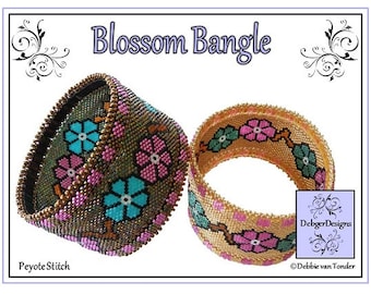 Beading Pattern, Tutorial, Peyote Stitch, Bangle - BLOSSOM