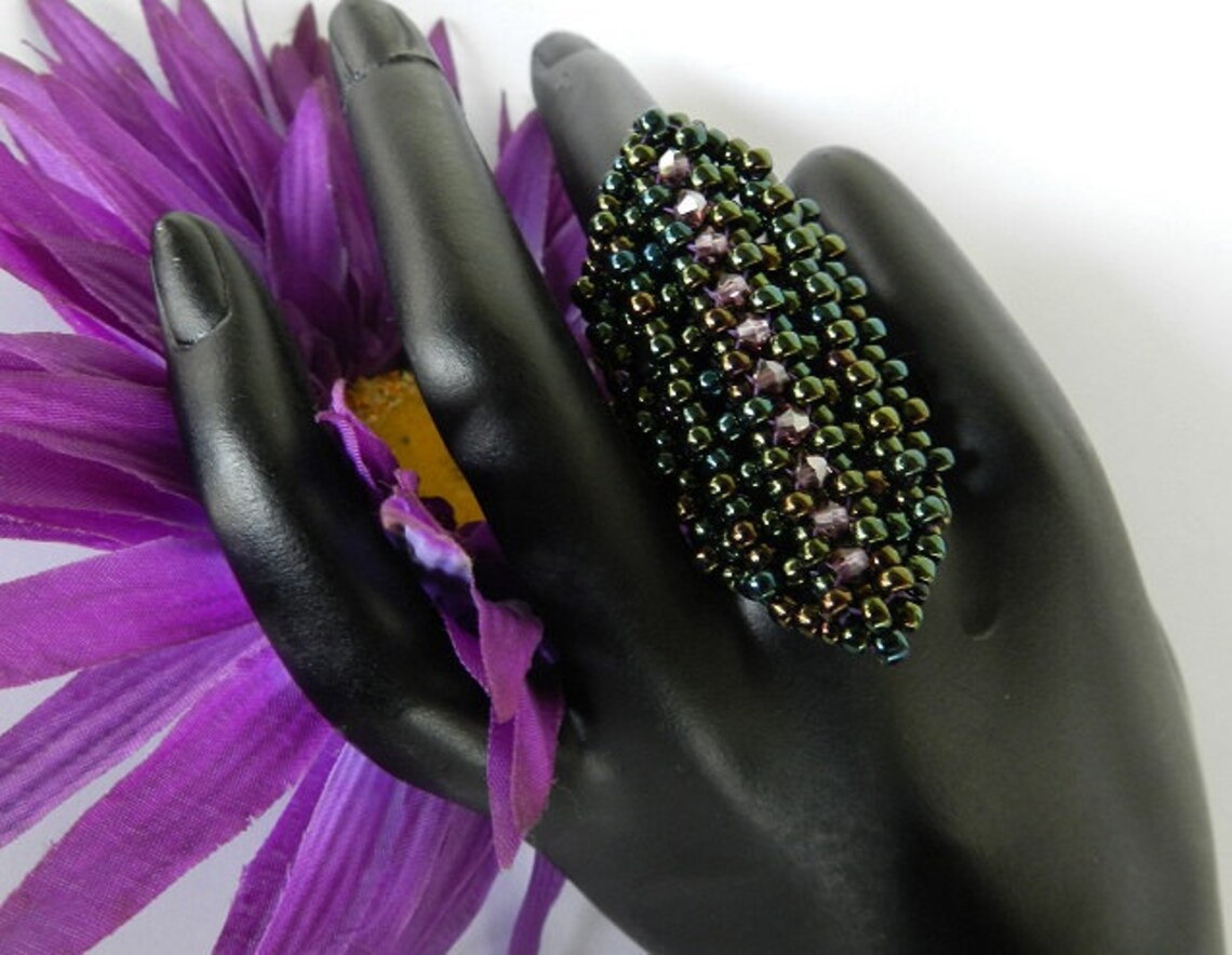 Beading Pattern, Tutorial, Ring - POLYGON - Etsy
