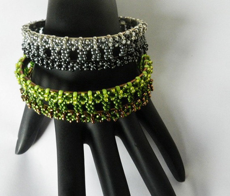 Beading Tila Pattern, Tutorial, Bangle JEEPER CREEPER image 4