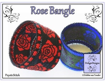 Beading Pattern, Tutorial, Peyote Stitch, Bangle - ROSE