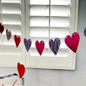 Hearts Garland, Hearts Party Banner, Wedding Banner, Hearts, Wedding Garland, Red Glitter Hearts, Ready to ship, Party Banners, Valentine's, image 4